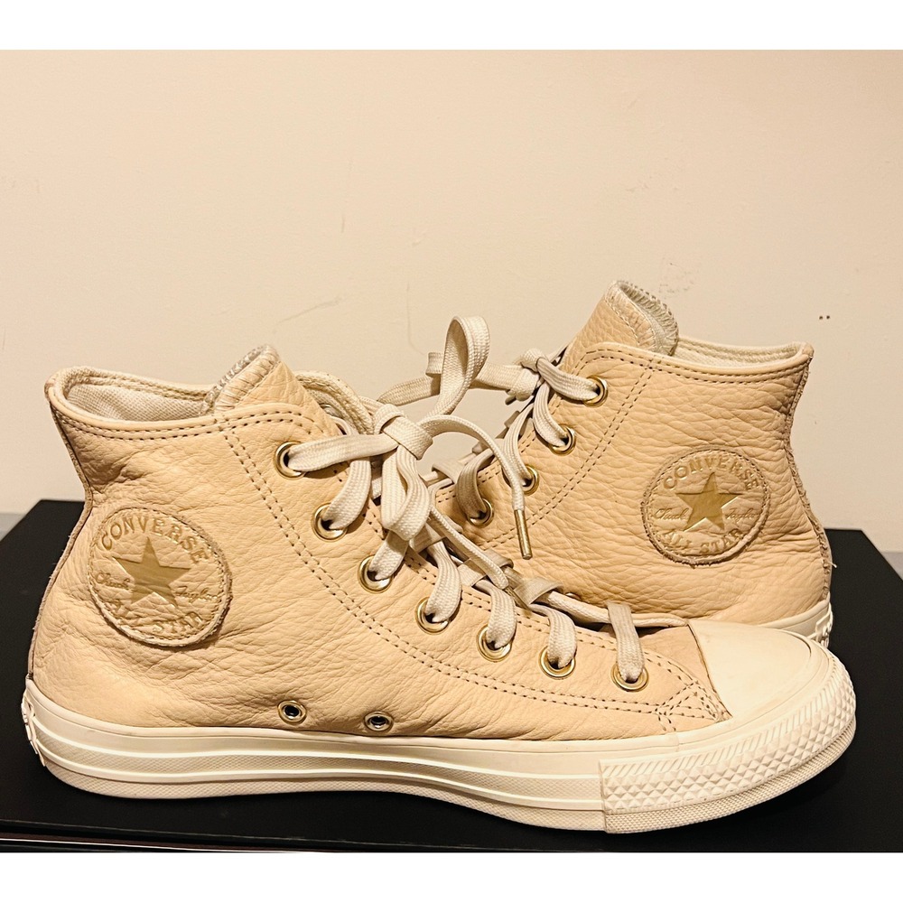 Converse Chuck Taylor All Star High Top Leather Sneakers Earthy Neutral Size 7.5
